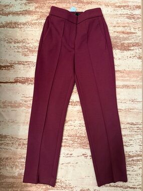 Ann Taylor Tailored Straight Leg Pants in Deep Burgundy